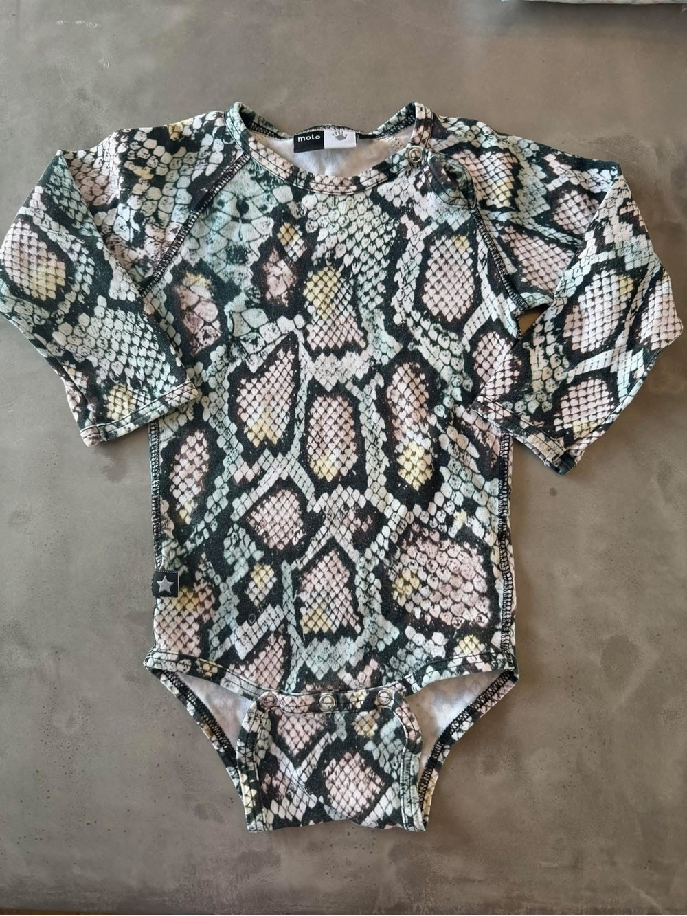 Molo Multicolor Snake-Scale Long Sleeve Bodysuit